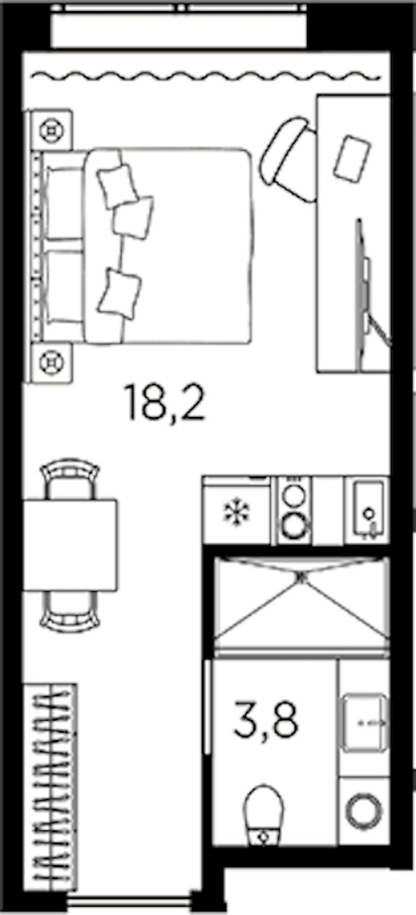 Квартира студия 22 м², 2/13 эт., ЖК «AVENIR Industrial»